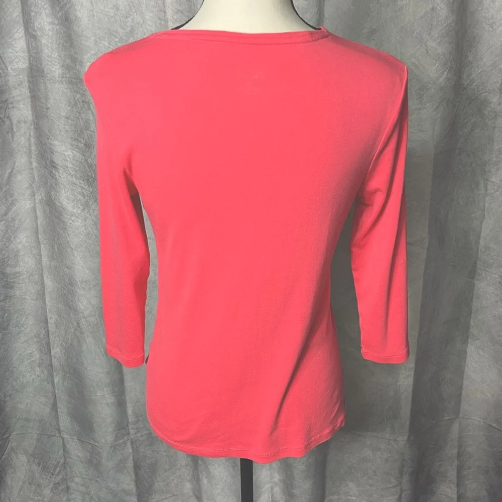 Charter Club Coral Pink 3/4 Sleeve Scoop Neck T-shirt - PM - Picture 5 of 9